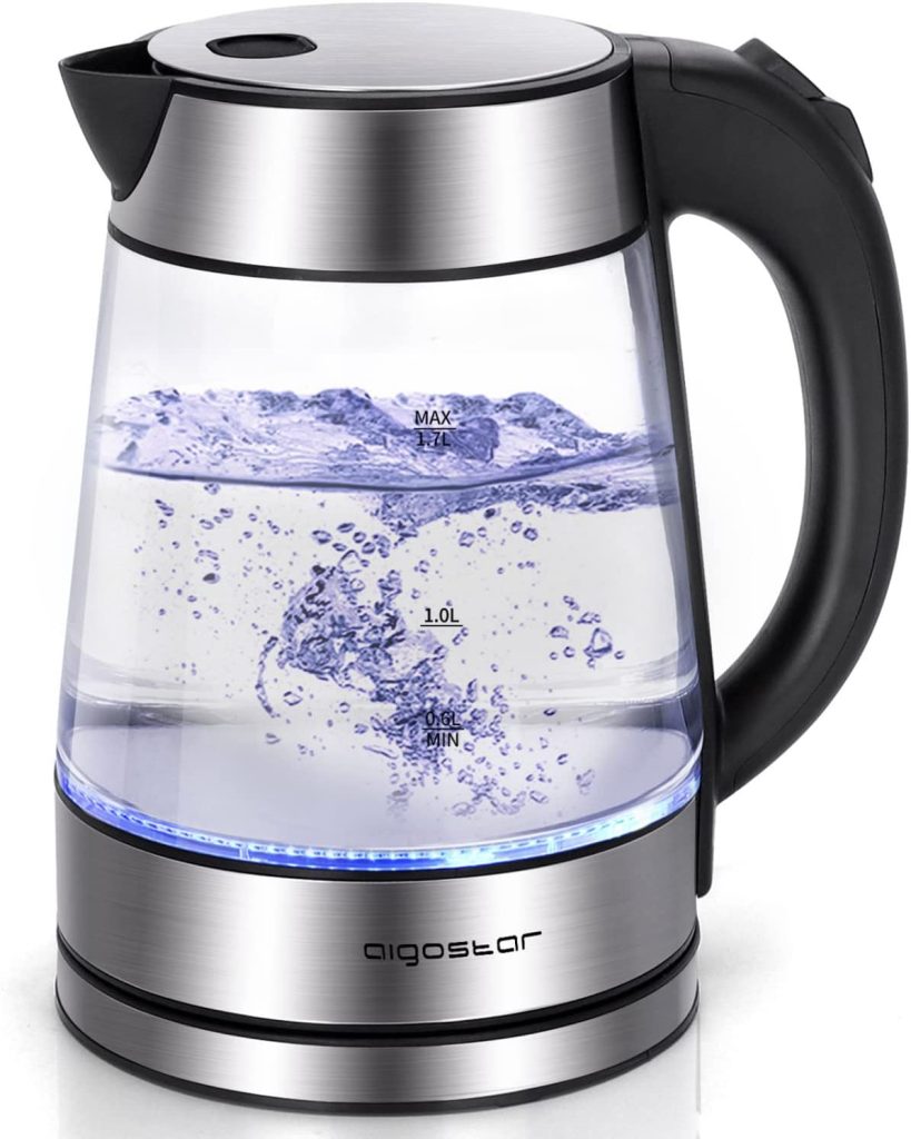 Bollitore Acqua Elettrico Bollitore Elettrico Vetro Emerio 1.7L - 2200W Con Regolazione Temperatura Da 60°C A 100°C Bollitore Classe Energetica A